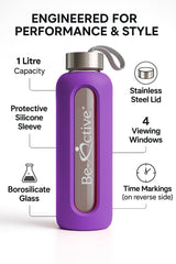 Glass Water Bottle Purple 1000ml