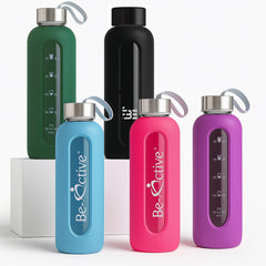 Glass Water Bottle Dark Green 1000ml