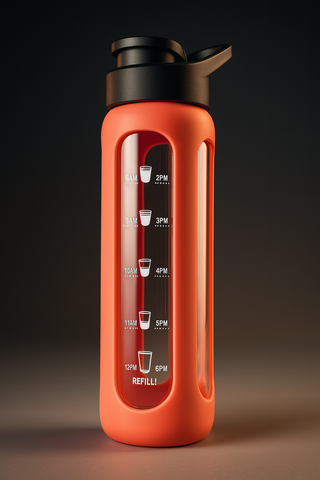 Flip Top Glass Motivational Water Bottle Coral 700ml