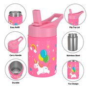 Kids Stainless Steel Water Bottle Pink 350ml