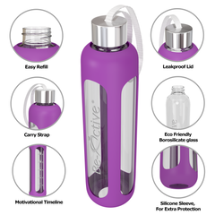 Glass Water Bottle Purple 1000ml