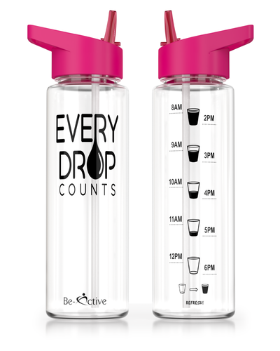 Be-active Glass Water Bottle 1 Litre With Times to Drink Borosilicate Glass  Motivational Bottles BPA Free 1L 1000ml 