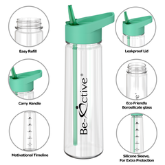 Motivational Tracker Water Bottle 900ml - Green