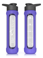 Flip Top Glass Motivational Water Bottle Purple 700ml