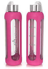 Glass Water Bottle Hot Pink 550ml